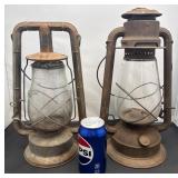 2 Vntg Iron Kerosene Lanterns - Ham & Dietz