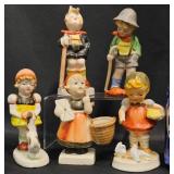 5 Vntg Ceramic Children Figurines
