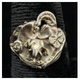 Sterling Silver Frog on Lily Pad Ring Sz 6.5