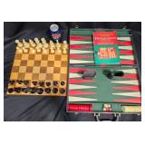 2 Games - Chess & Backgammon Set w Case