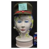 Vntg 1960's Italian Lady Head Hat Wig Stand