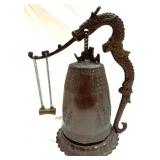 Asian Bronze Temple Bell w Dragon Motif