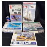 5 Scale Model Kits - Planes & Ship