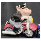 Clay Art Road Hog Hand-Painted Cookie Jar
