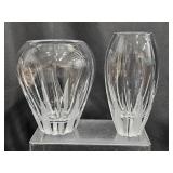 2 Royal Doulton Cut Crystal Heavy Vases