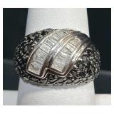 Diamond & Sterling Silver Ring Sz 7.5
