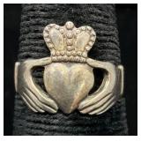 1935 Dublin Sterling Claddagh Ring w Hallmarks