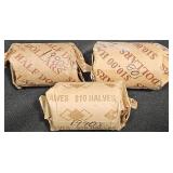 3 Rolls of Kennedy Half Dollars - 1980's & 1990's