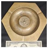 Vntg Brass Ashtray w Marine Corps Emblem