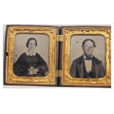 Victorian Double Daguerreotype Portraits in Case