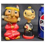2 Vntg Bobbleheads - Native American & Geisha