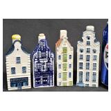 4 Ceramic Delft Blue House Bottles - Bols KLM