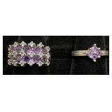 2 Sterling Silver Rings w Amethyst & Iolite