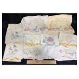 9 Vintage Hand-Embroidered Pillow Cases