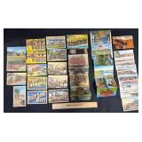 Vintage Linen Travel Postcards w Folders & Packets