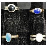 4 Sterling Silver Rings w Assorted Stones