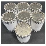 7 Rolls Unc Kennedy Half Dollar Coins