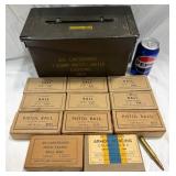 US Military Metal Ammo Box w Cartridges