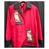 Bob Mackie Silk Blouse w Cat Embroidery Sz XS
