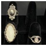 3 Sterling Rings w Unique Designs