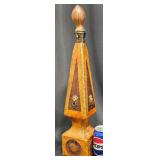 Vntg MCM Italian Leather-Wrapped Obelisk Decanter