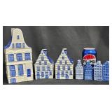 Delft Blue Ceramic Houses Lot - Cookie Jar +