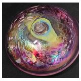 James Alloway Art Glass Iridescent Oil Lamp 1989
