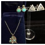 Vintage Sterling Jewelry - Necklace & Earrings