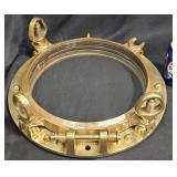 Vintage Solid Brass 16.5' Ship Porthole w Glass