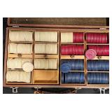 Vintage Clay Poker Chips Set w Case - Jockey