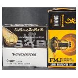 3 Boxes 9mm Luger Ammo - Winchester & Browning+