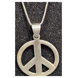 Sterling Silver Peace Pendant on Sterling Chain