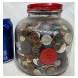 Glass Jar of Assorted Vintage Buttons