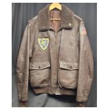 Vintage Military Leather Bomber Jacket Sz 48