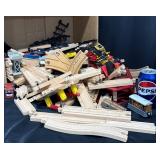 Wooden Train Set w Tracks, Cars & Engine