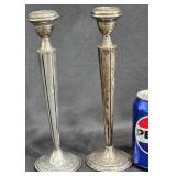 Pair 10 1/2' Tall Sterling Candle Holders