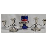 Pair Sterling Silver Candle Holders w 3 Arms