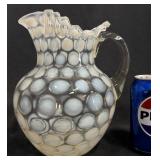 Fenton Coin Dot Opalescent Glass Pitcher