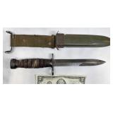 US M4 Bayonet w Scabbard & Belt Hanger