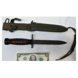 US M4 Bayonet w Leather Grip & M8A1 Sheath