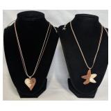 2 Wood & Shell Necklaces - Heart & Starfish