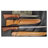 2 Western Cutlery Filet Knives w Sheaths