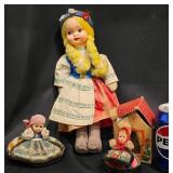 3 Vntg Int'l Souvenir Folk Dolls - Polish, Dutch+