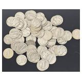 60 U.S. Mercury Dimes, Mixed Dates