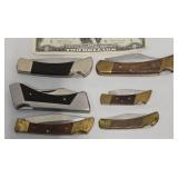 6 Vintage Folding Knives - Sharp, Sabre +