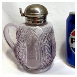 Antique Purple Pressed Glass Syrup Dispenser
