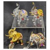 4 Decorative Blown Glass Elephant Figurines