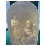 Belleek Child & Old Man w Harp Lithophane