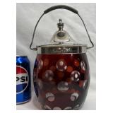 Antique Cranberry Glass Biscuit Barrel Ice Bucket