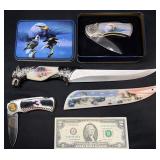 3 Collectible Knives - Eagle, Wolf,Earnhardt